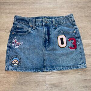 MINI DENIM SKIRT W/ Embroidered patches